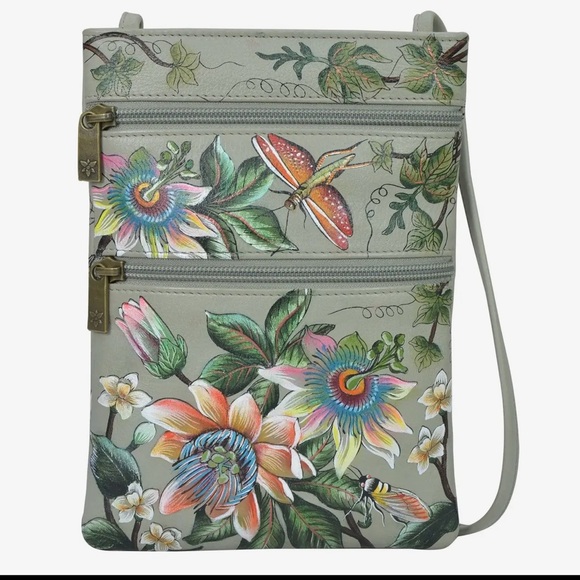 Anuschka Handbags - Anuschka Floral Mini Double Zip Crossbody Bag NWT